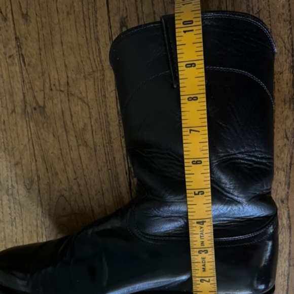 Men's Justin Black Leather Roper Boots, Style 3133 - Size 8 1/2 D - Picture 7 of 9